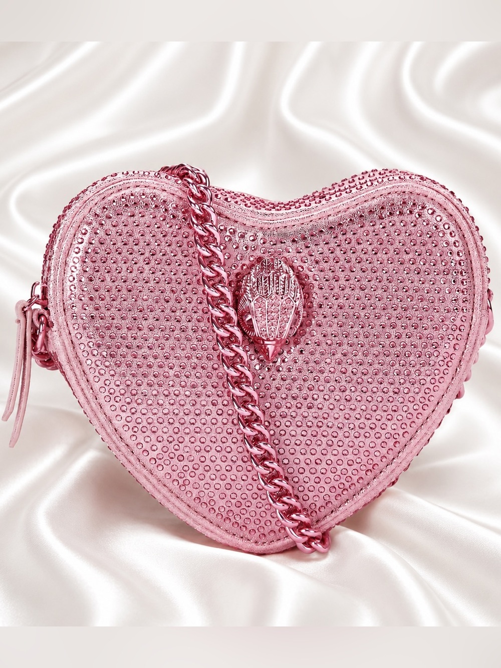 NWT Kurt Geiger Kensington Pink Studded Heart Crossbody Bag